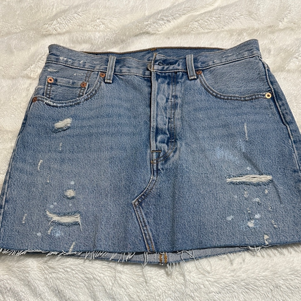 Levi's Blue Distressed Mini Skirt